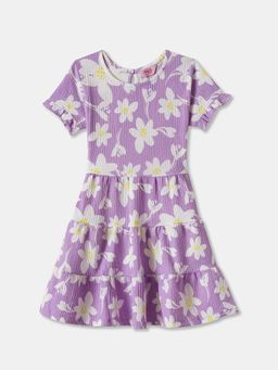 R&B - Purple Half Sleeves Textured Dress