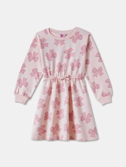 R&B - Pink Printed Regular Girls Dress