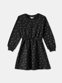 R&B - Black Full Sleeves Printed Dress