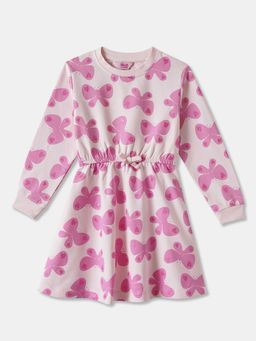 R&B - Pink Printed Regular Girls Dress