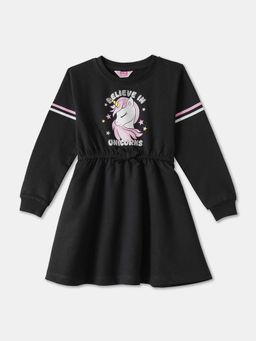 R&B - Black Graphic Printed Full Sleeves Dress