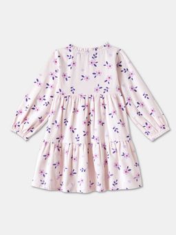 R&B - Pink Floral Printed Regular Girls Dress