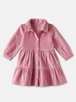 R&B - Pink Collar Neck Full Sleeves Shirt Dress