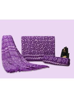 HANDME - Purple Hand Block Print Premium Cotton Unstitched Dress Material (Set of 3)
