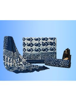 HANDME - Elegant Hand Block Print Premium Cotton Unstitched Dress Material (Set of 3)