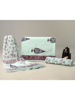 HANDME - Exquisite Hand Block Print Cotton Unstitched Dress Material (Set of 3)