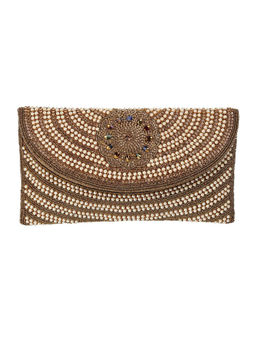 Mochi - Bronze Mirror Work Faux Leather Clutch