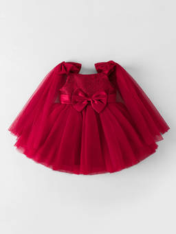 Hopscotch - Bow Applique Floral Lace Dress