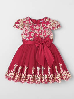 Hopscotch - Bow Applique Floral Dress