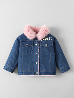 Hopscotch - Fur Collared Denim Jacket