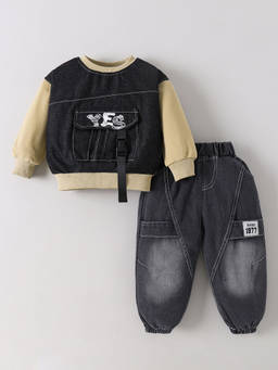 Hopscotch - Denim Cut And Sew Jeans Set