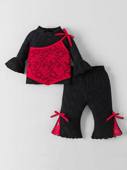 Hopscotch - Bow Applique Lace Pant Set