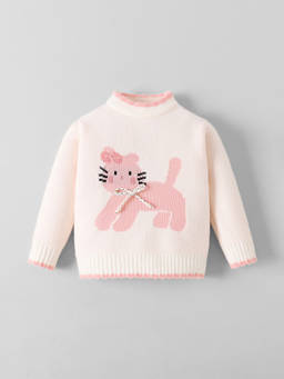 Hopscotch - Bow Applique Kitten Sweater