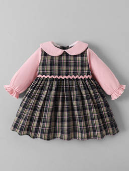 Hopscotch - Checkered Lace Collared Dress