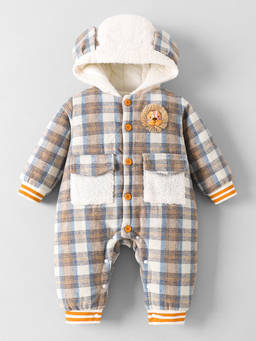 Hopscotch - Lion Applique Checkered Romper