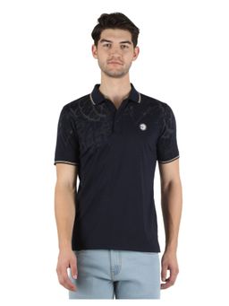 Monte Carlo - Men Blue Cotton Blend Half Sleeve Printed T-shirt