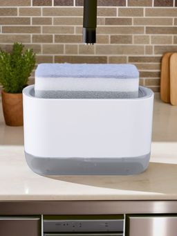 UMAI - 2 In 1 Press Soap Dish with Sponger Holder, 300ml, White