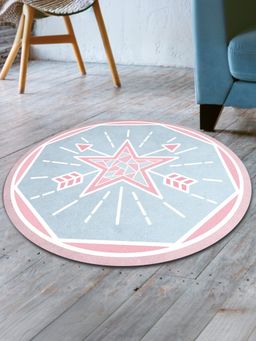 UMAI - Thick Soft Polyester Anti Skid Round Star Printed Bath Mat