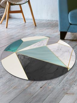 UMAI - Geometric Print Round Anti Skid Thick Soft Bath Mat