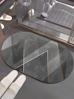 UMAI - Oval Soft Anti Skid Non Woven Non-Slip Bath Mat, Grey