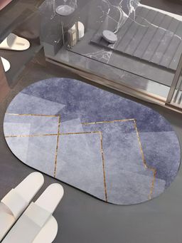 UMAI - Oval Bath Mat Soft Anti Skid Non Woven Non-Slip Blue