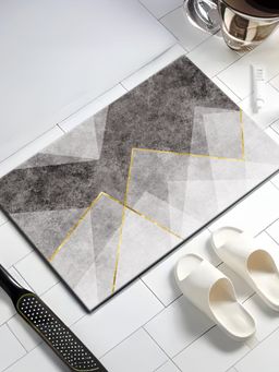 UMAI - Rectangular Soft Anti Skid Non Woven Non-Slip Grey Marble Bath Mat