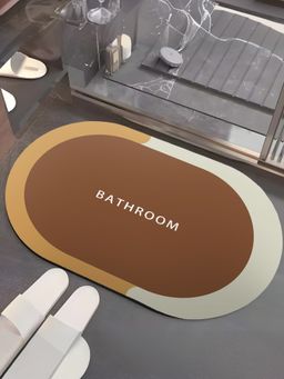 UMAI - Printed Bath Mat Soft Anti Skid Non Woven Non-Slip, Brown