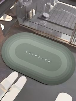 UMAI - Oval Bathroom Soft Anti Skid Non Woven Non-Slip Mat Green