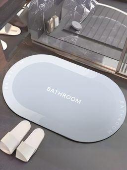 UMAI - Oval Anti Skid Bath Mat Light Grey Print