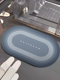 UMAI - Oval Bathroom Mat Soft Anti Skid Non Woven Non-Slip Blue