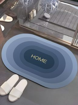 UMAI - Oval Home Print Bath Mat Soft Anti Skid Non Woven Non-Slip Blue
