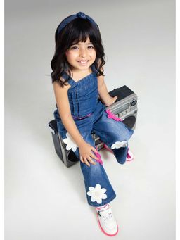 Hopscotch - Floral Applique Straight Denim Top And Jeans