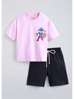 Hopscotch - Captain America Drop Shoulder T-Shirt And Shorts