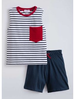 Hopscotch - Cotton Striped T-Shirt And Shorts