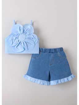 Hopscotch - 3D Floral Applique Ruffled Top And Shorts