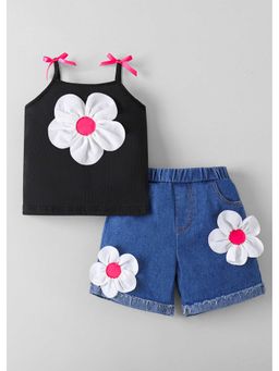 Hopscotch - 3D Floral And Bow Applique Top And Shorts
