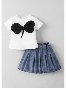 Hopscotch - Dragon Fly Applique Denim Top And Skirt