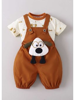 Hopscotch - Puppy Applique T-Shirt And Dungaree