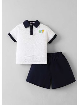 Hopscotch - Net Ribbed Collared Polo T-Shirt And Shorts