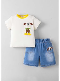 Hopscotch - Puppy Applique Denim T-Shirt And Shorts