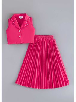 Hopscotch - Pearl Collared Pleated Waistcoat And Skirt