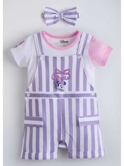 Hopscotch - Minnie Mouse Applique T-Shirt And Dungaree With Headband