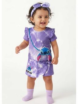 Hopscotch - 3D Stitch Applique Ruffled T-Shirt And Skorts With Headband