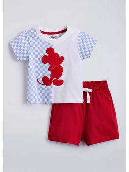 Hopscotch - Mickey Mouse Checkered T-Shirt And Shorts