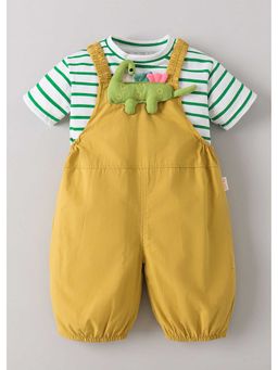 Hopscotch - Striped Animal T-Shirt And Dungaree