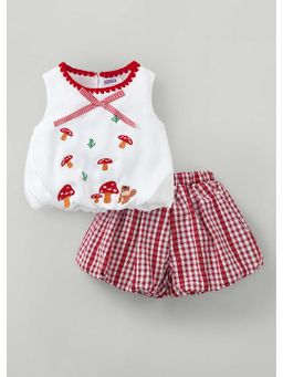 Hopscotch - Mushroom Embroidery Top And Shorts