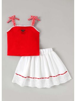 Hopscotch - Pc Cherry Bow Applique Top And Skirt