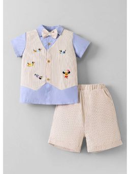 Hopscotch - Animal Embroidered Shirt And Shorts With Bowtie