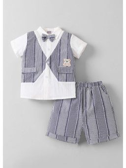 Hopscotch - Gingham Shirt And Shorts With Bowtie