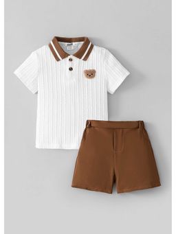 Hopscotch - Textured Polo T-Shirt And Shorts